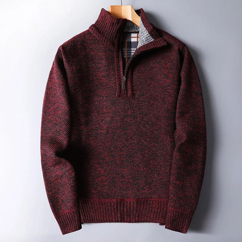 Pull Polaire À Col Roulé Pour Hommes Chaud En Laine Tricotée Hiver - Marron