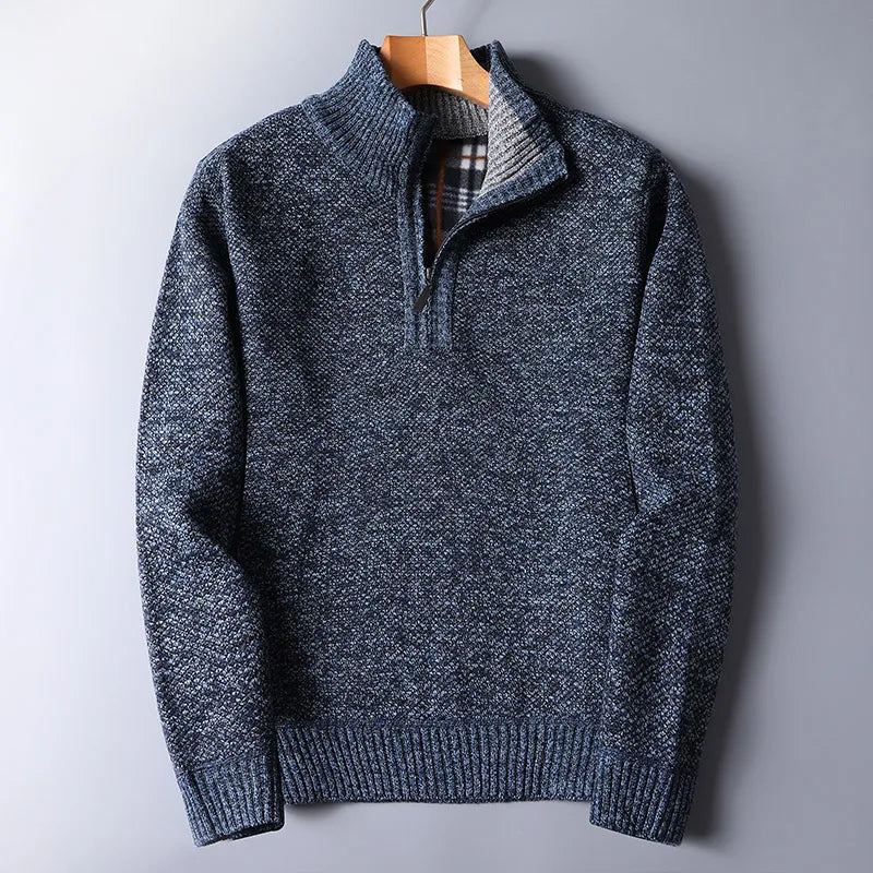 Pull Polaire À Col Roulé Pour Hommes Chaud En Laine Tricotée Hiver - Marron