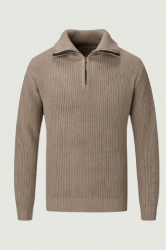 Pull Polaire Plus Épais À Col Roulé Et Demi-fermeture Éclair Pour Homme Chaud En Laine Tricoté Slim Le Printemps Hiver