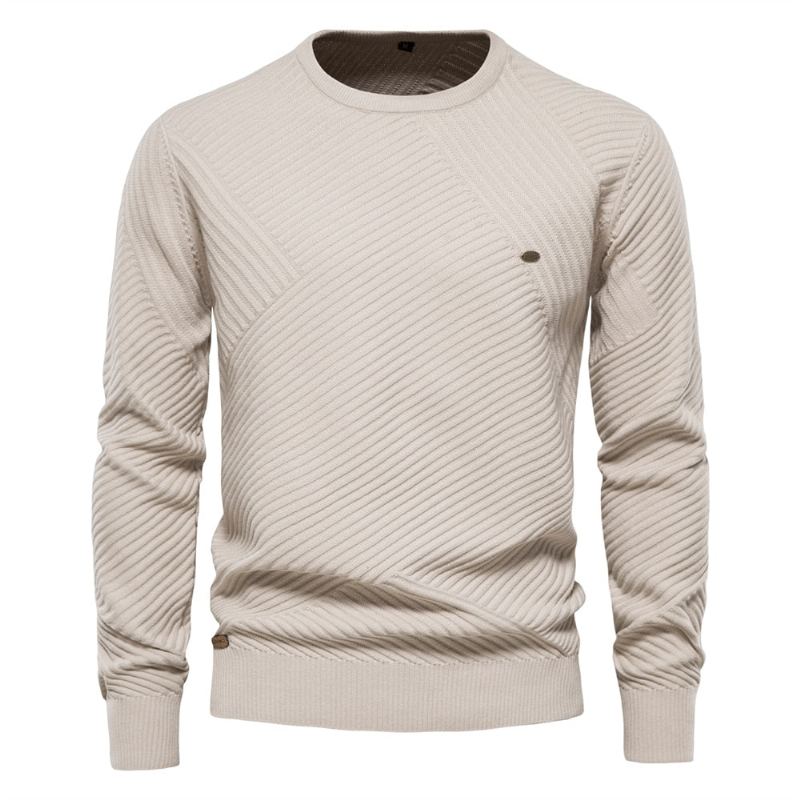 Pull Rayé À Col Rond Pour Homme Tricoté Décontracté De Haute Qualité Nouvelle Collection Hiver - Jaune