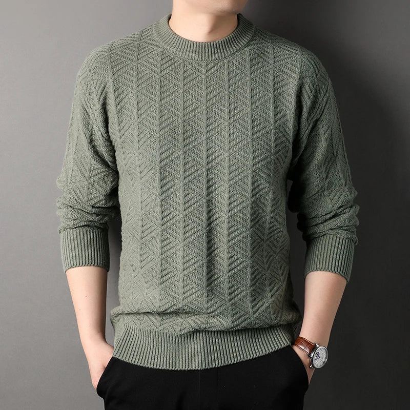 Pull Torsadé Vintage Pour Hommes Tricoté Ample Harajuku Rétro Hiver - Vert