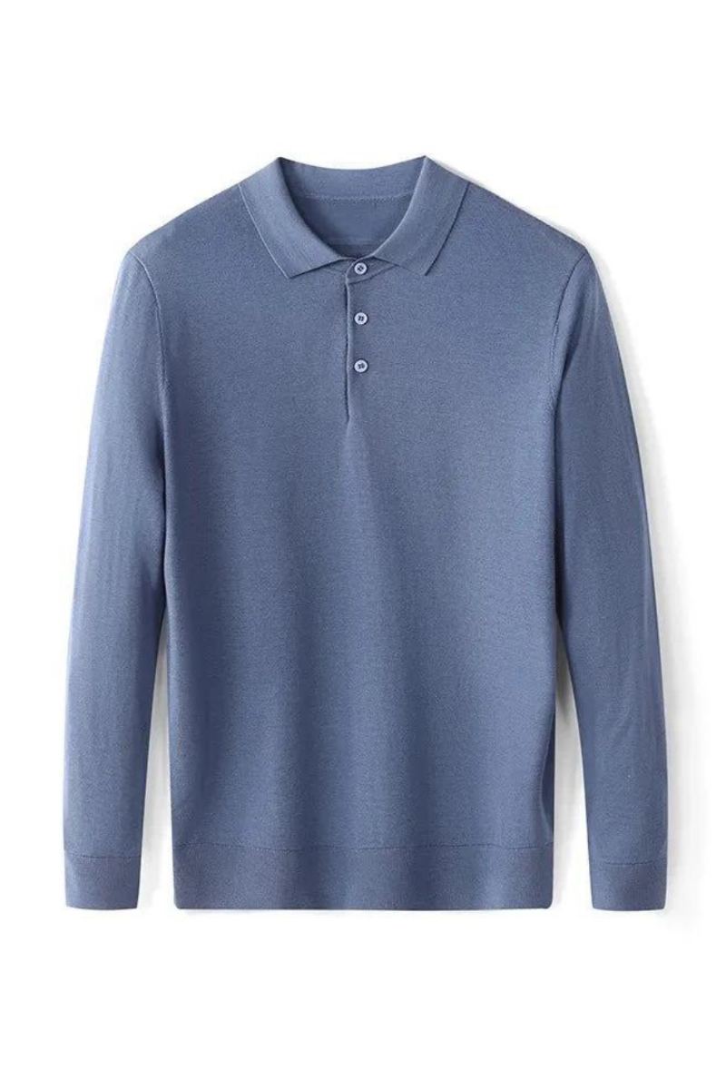 Pull En Tricot À Col Polo Pour Hommes Automne Solide Affaires Décontracté Pulls En De Laine