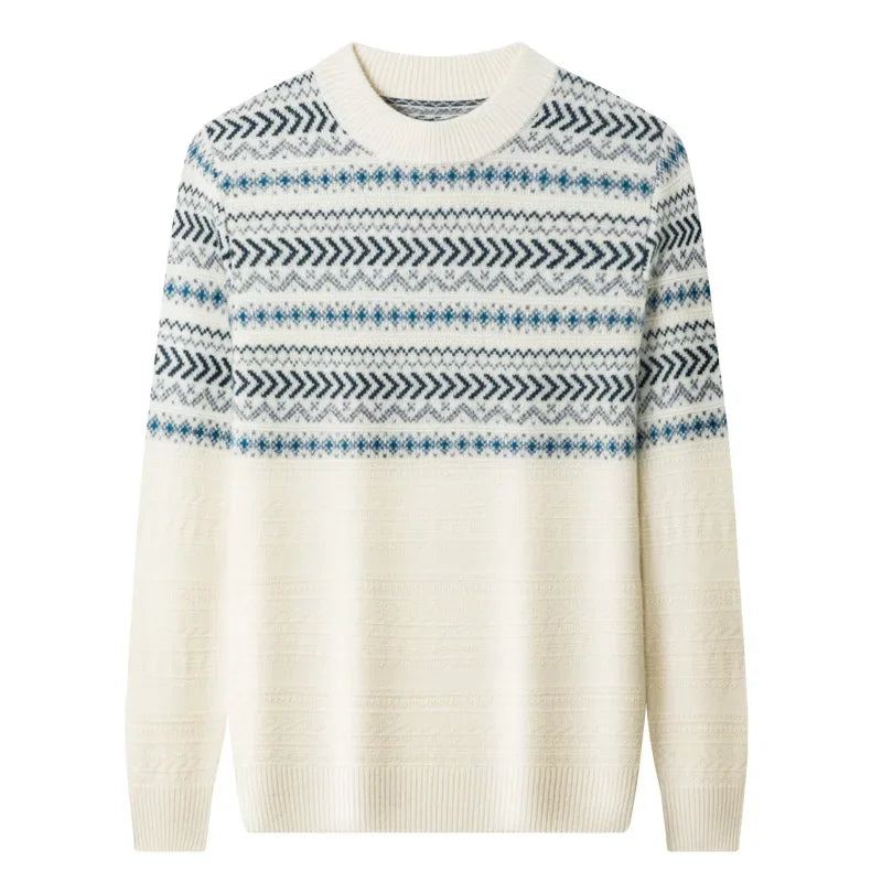 Pull En Tricot Jacquard Pour Hommes En Cachemire Automne Hiver - Marron