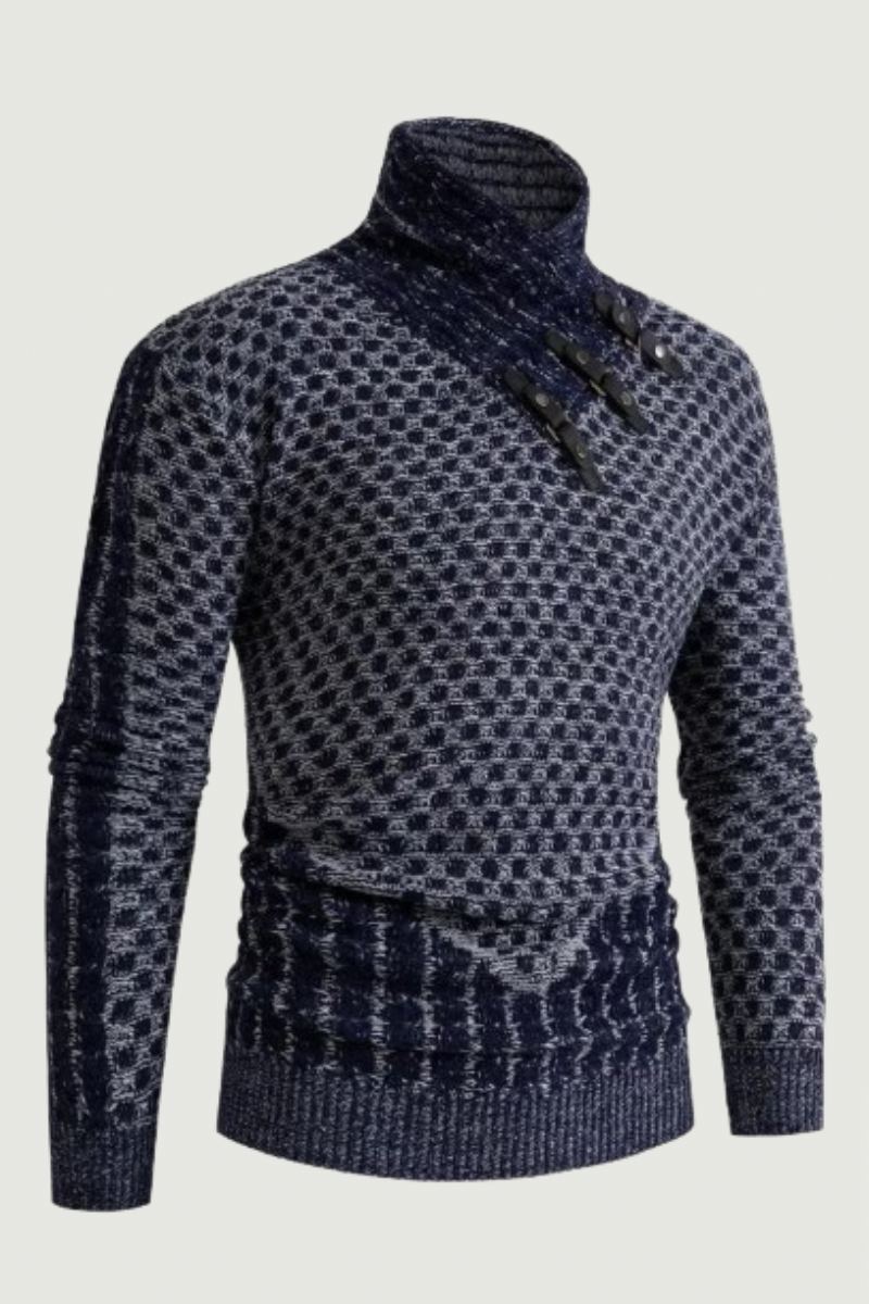 Pull En Tricot Slim Décontracté Pour Hommes À Manches Longues Et Col Écharpe Automne Et Hiver