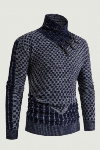 Pull En Tricot Slim Décontracté Pour Hommes À Manches Longues Et Col Écharpe Automne Et Hiver