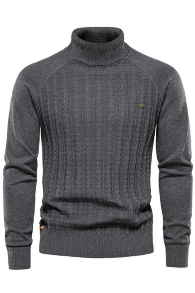 Pull Tricoté À Col Roulé Pour Homme Couleur Unie En Coton De Haute Qualité Chaud Décontracté Nouvelle Collection Hiver