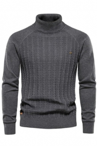 Pull Tricoté À Col Roulé Pour Homme Couleur Unie En Coton De Haute Qualité Chaud Décontracté Nouvelle Collection Hiver