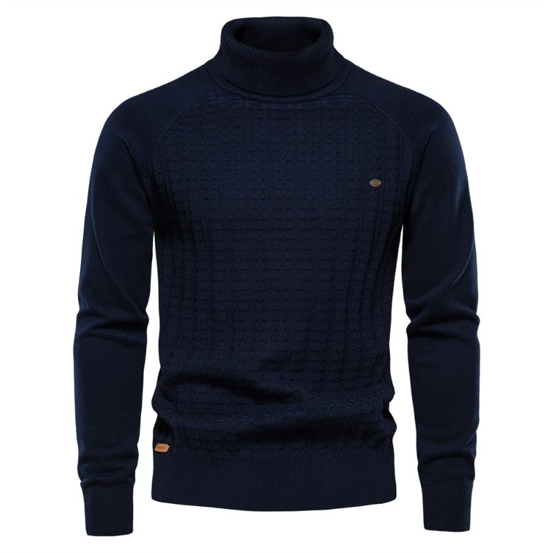 Pull Tricoté À Col Roulé Pour Homme Couleur Unie En Coton De Haute Qualité Chaud Décontracté Nouvelle Collection Hiver - Gris