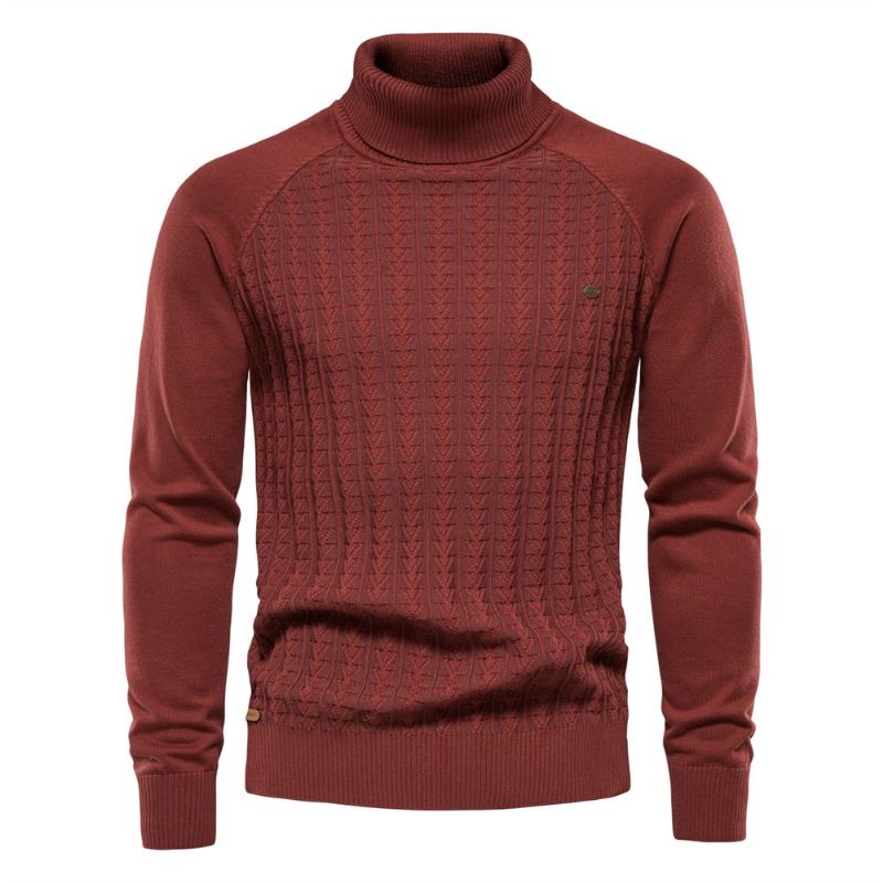 Pull Tricoté À Col Roulé Pour Homme Couleur Unie En Coton De Haute Qualité Chaud Décontracté Nouvelle Collection Hiver - Gris