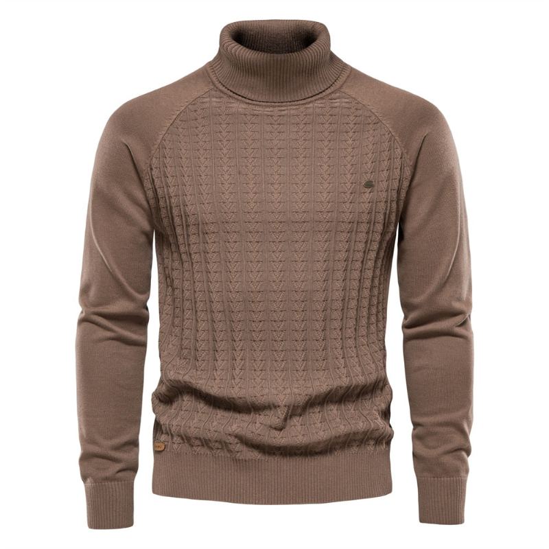 Pull Tricoté À Col Roulé Pour Homme Couleur Unie En Coton De Haute Qualité Chaud Décontracté Nouvelle Collection Hiver - Gris