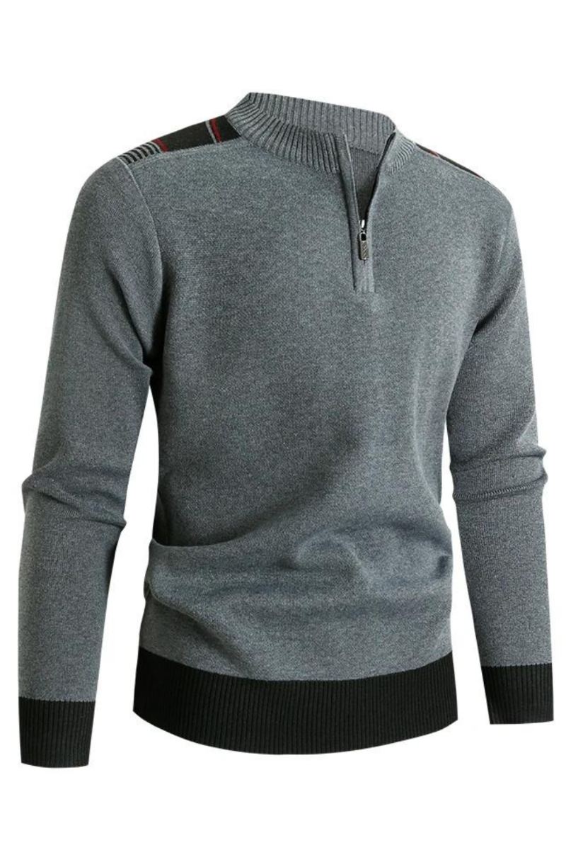 Pull Tricoté Pulls Hommes Mince Fermeture Éclair Col Montant Tricots Casual Solide Vêtements