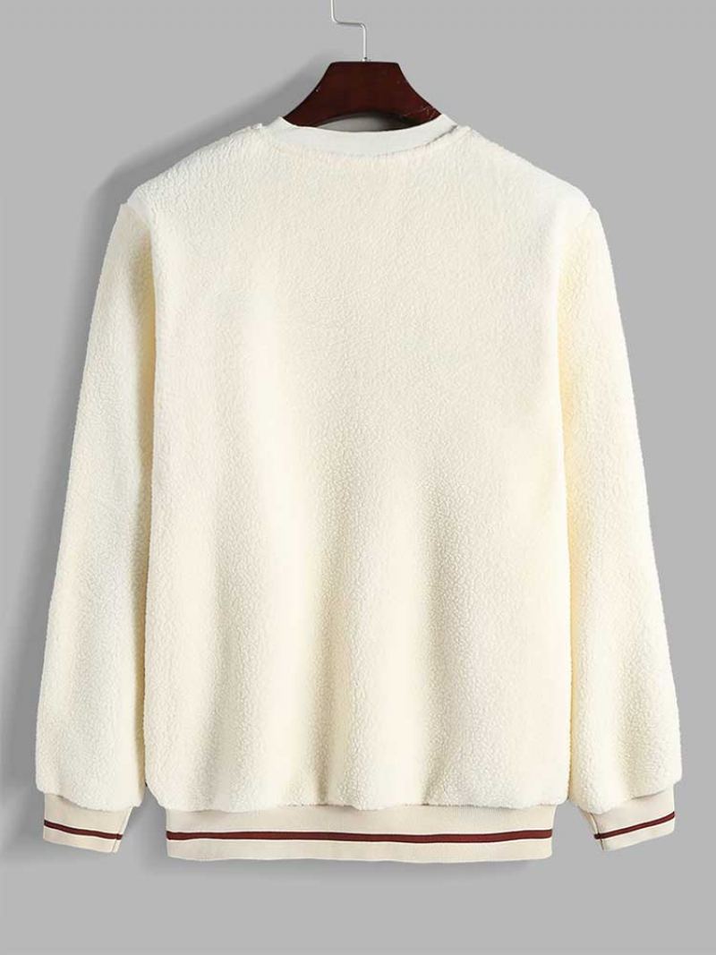 Sweat À Capuche Pour Hommes Sweat-shirt Molletonné Basique Col En V Streetwear Automne Et Hiver Style Unisexe Nouveau - Beige