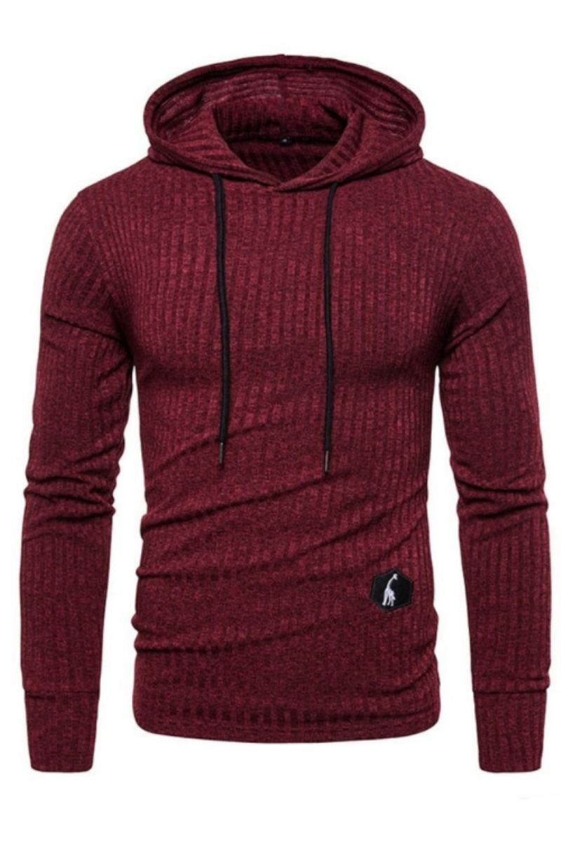 Sweat-shirt À Capuche Pour Homme Couleur Unie Extensible Coupe Ajustée Décontracté Basique Streetwear Automne