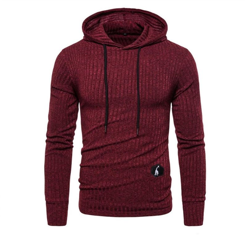 Sweat-shirt À Capuche Pour Homme Couleur Unie Extensible Coupe Ajustée Décontracté Basique Streetwear Automne - Sw01-Marine