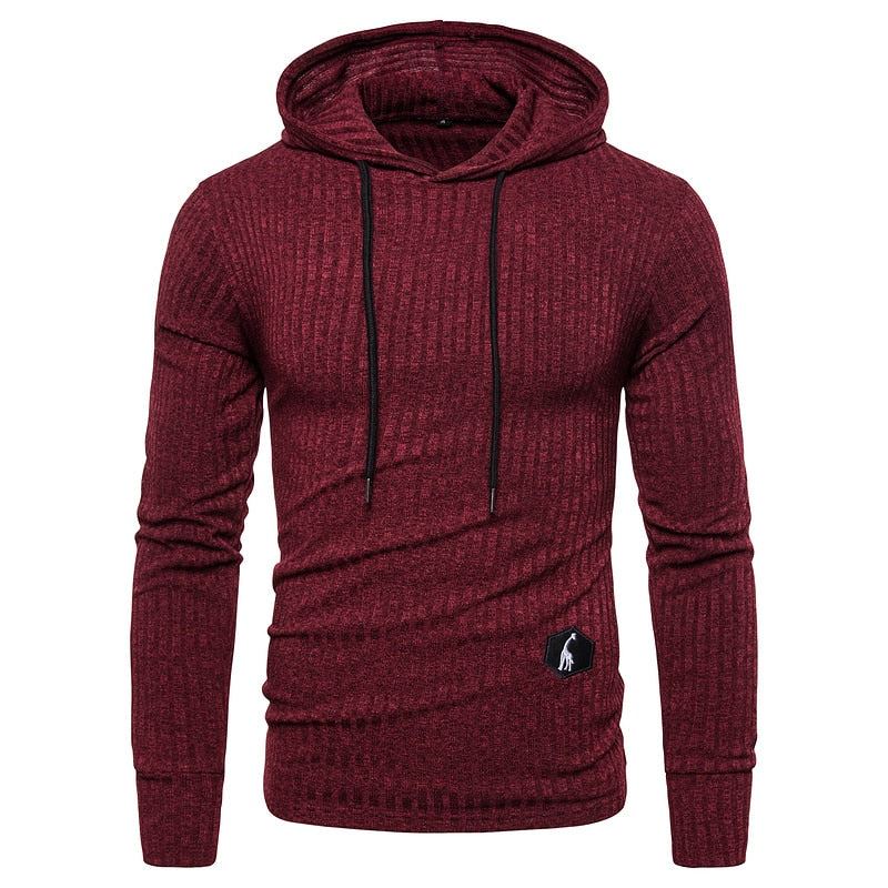 Sweat-shirt À Capuche Pour Homme Couleur Unie Extensible Coupe Ajustée Décontracté Basique Streetwear Automne - Sw01-Marine