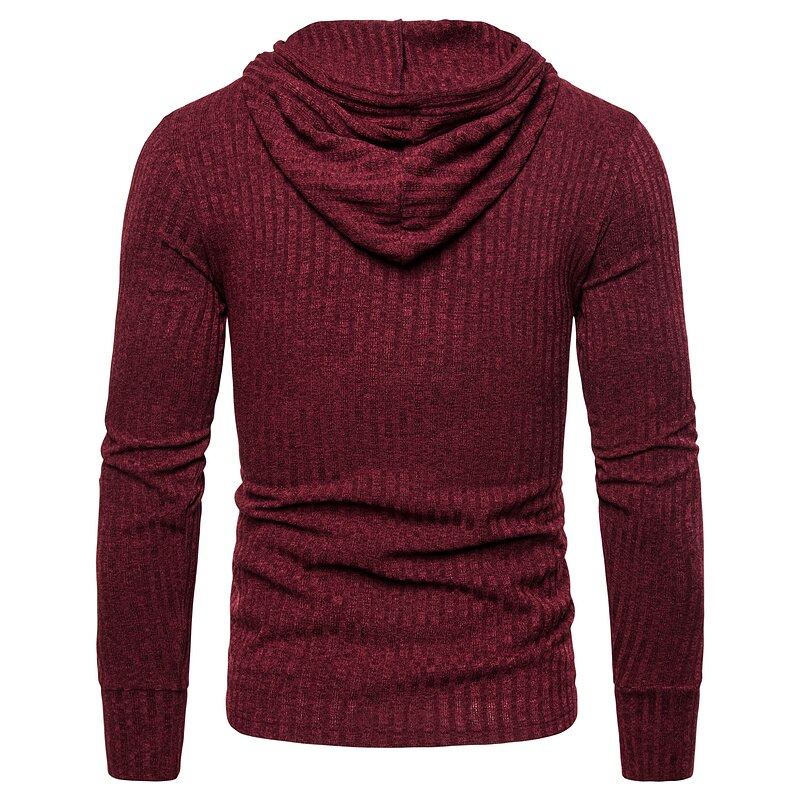 Sweat-shirt À Capuche Pour Homme Couleur Unie Extensible Coupe Ajustée Décontracté Basique Streetwear Automne - Sw01-Marine