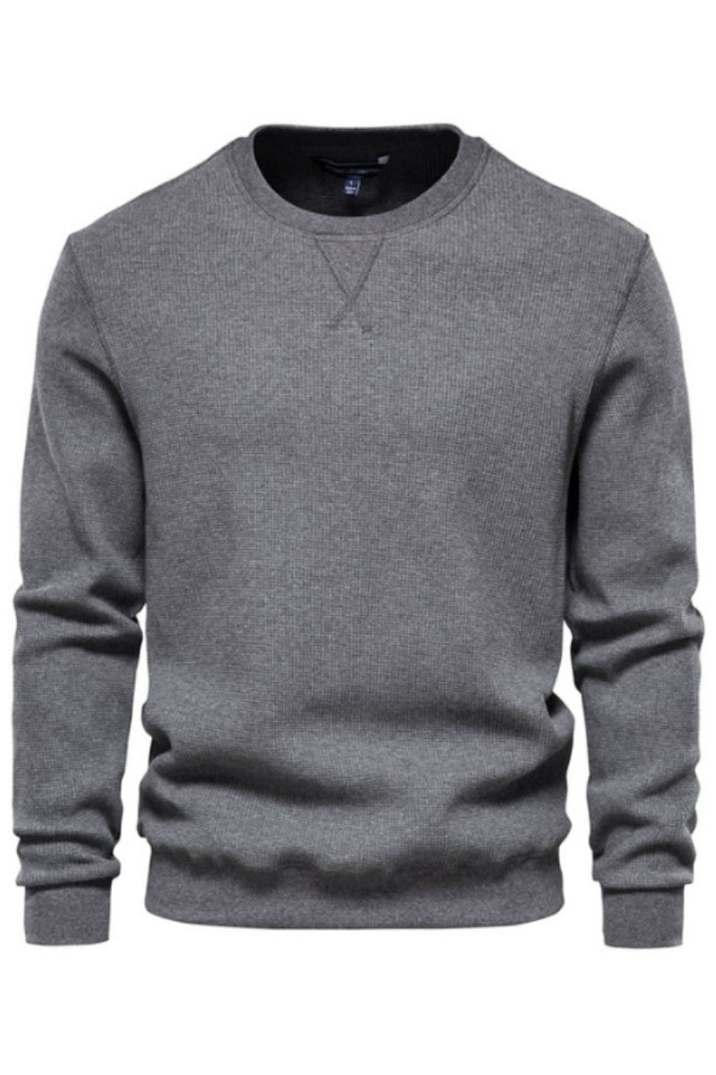 Sweat-shirt À Col Rond En Coton Pour Homme Décontracté Couleur Unie Pull À Capuche Nouvelle Mode D'automne Marque Simple