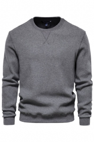 Sweat-shirt À Col Rond En Coton Pour Homme Décontracté Couleur Unie Pull À Capuche Nouvelle Mode D'automne Marque Simple