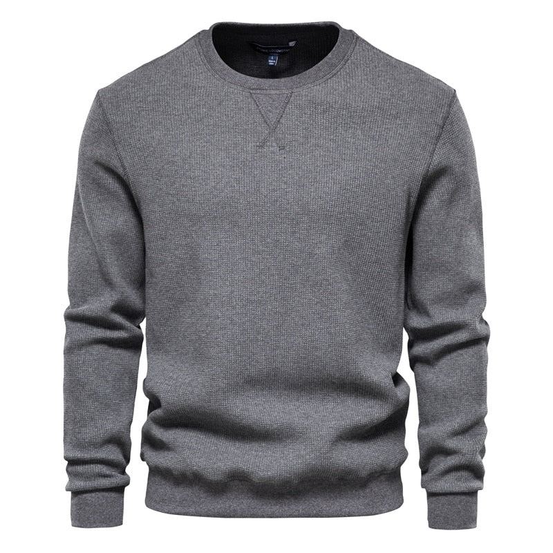 Sweat-shirt À Col Rond En Coton Pour Homme Décontracté Couleur Unie Pull À Capuche Nouvelle Mode D'automne Marque Simple - Vin