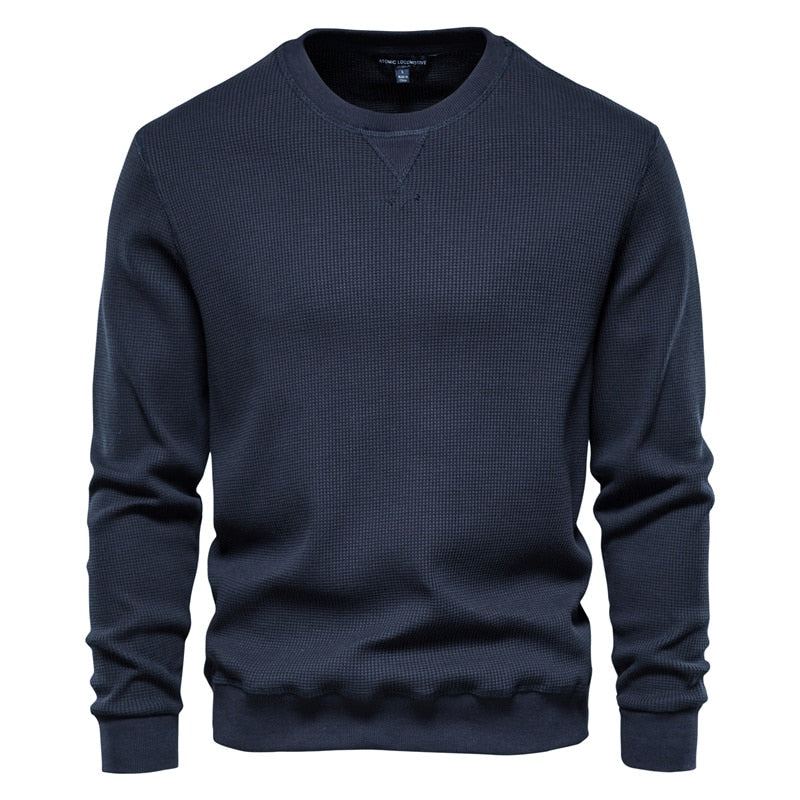 Sweat-shirt À Col Rond En Coton Pour Homme Décontracté Couleur Unie Pull À Capuche Nouvelle Mode D'automne Marque Simple - Vin