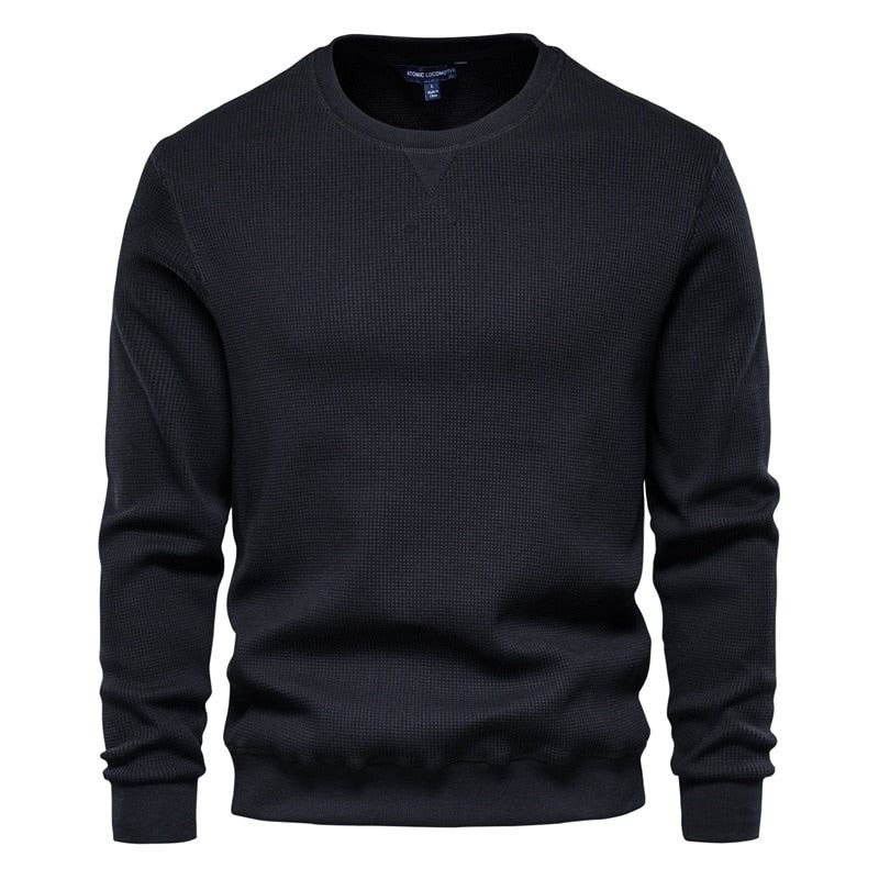 Sweat-shirt À Col Rond En Coton Pour Homme Décontracté Couleur Unie Pull À Capuche Nouvelle Mode D'automne Marque Simple - Vin