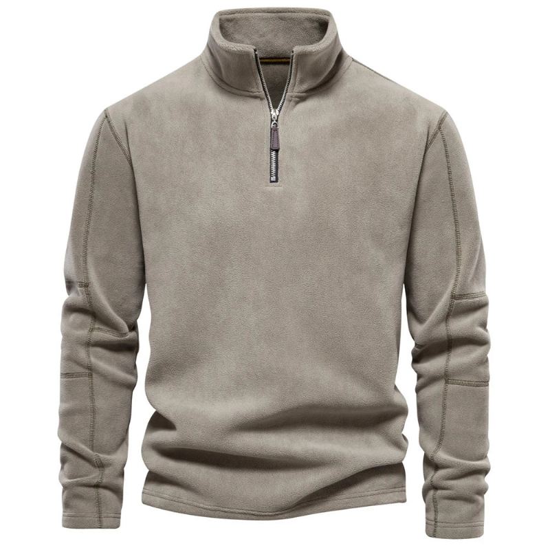 Sweat-shirt À Col Zippé Pour Homme Vêtement D'hiver Coupe-vent Veste - Gris