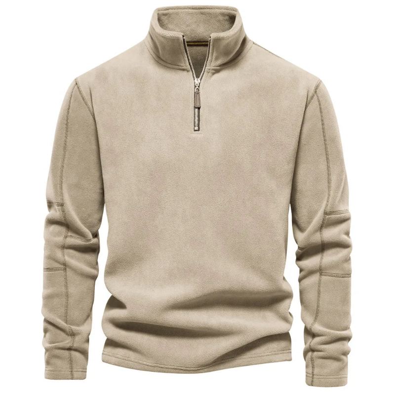 Sweat-shirt À Col Zippé Pour Homme Vêtement D'hiver Coupe-vent Veste - Gris