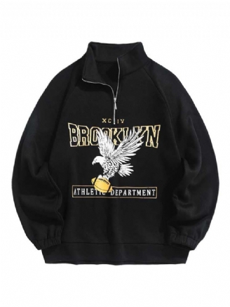 Sweats À Capuche Pour Hommes Doublure Polaire Brooklyn Eagle Graphique Sweat Unisexe Col Roulé À Fermeture Éclair Streetwear Pull