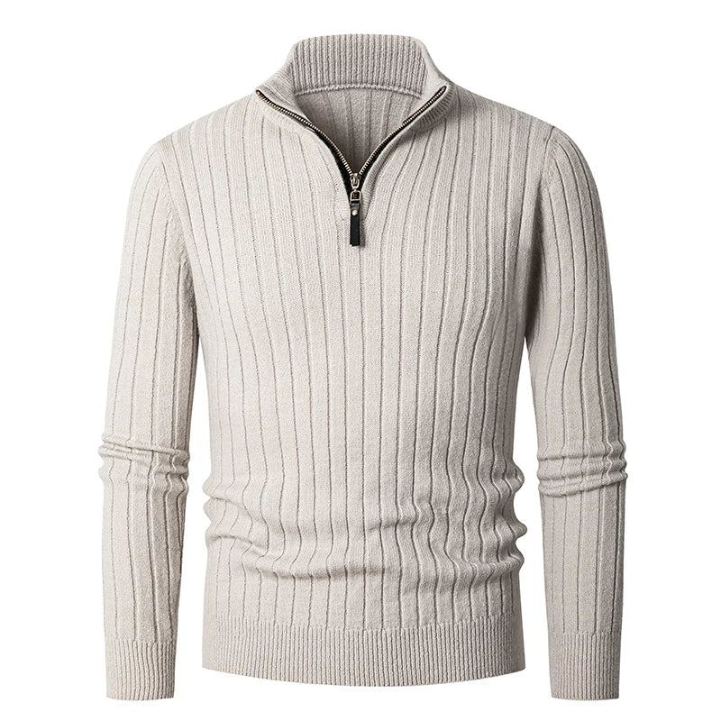 Vêtements Hommes Col Roulé Pulls Tricot Solide À Manches Longues Pull Mâle Surdimensionné Fermeture Éclair Manteaux De Base - Noir