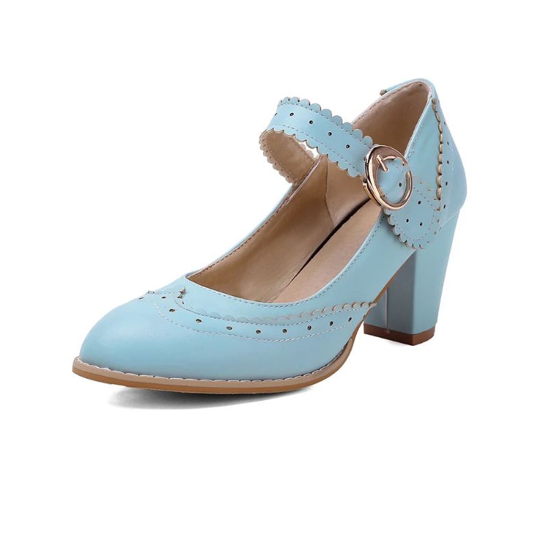 Chaussures Habillées Rétro Femmes Doux Bleu Rose Femme Vintage Fête Mariage Pompes Dames - Rose