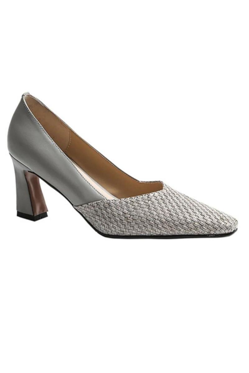 Escarpins D'été En Cuir Véritable Pour Femmes Chaussures De Fête De Mariage Talons Épais Bout Carré À Hauts Dames