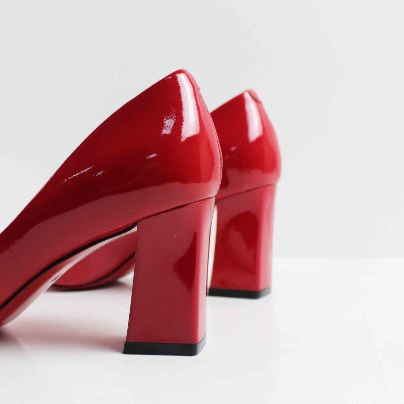 Escarpins Faits À La Main Pour Femmes Chaussures Rouges En Cuir Véritable À Talons Hauts Robe De Mariage Et De Bureau - Rouge