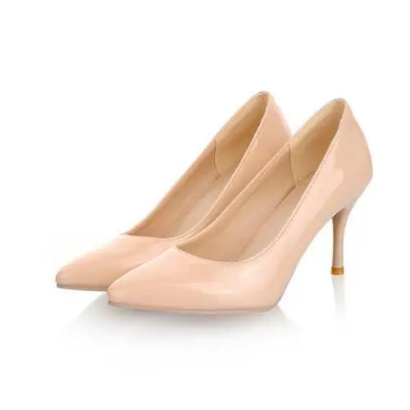 Escarpins Femme Talon Fin Classique Blanc Rouge Nude Beige - Beige