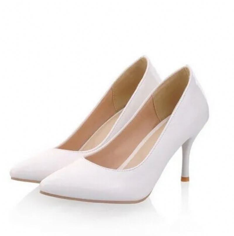 Escarpins Femme Talon Fin Classique Blanc Rouge Nude Beige - Beige