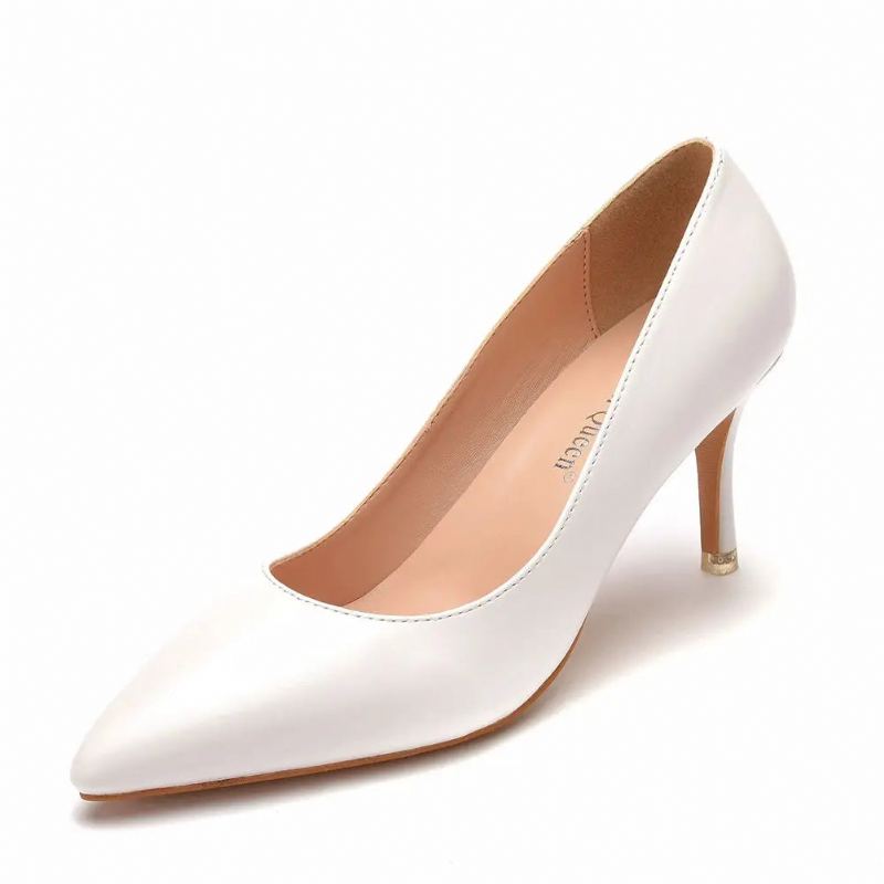 Escarpins Femmes Chaussures Blanches Mariage Talons Aiguilles Fête - Blanc