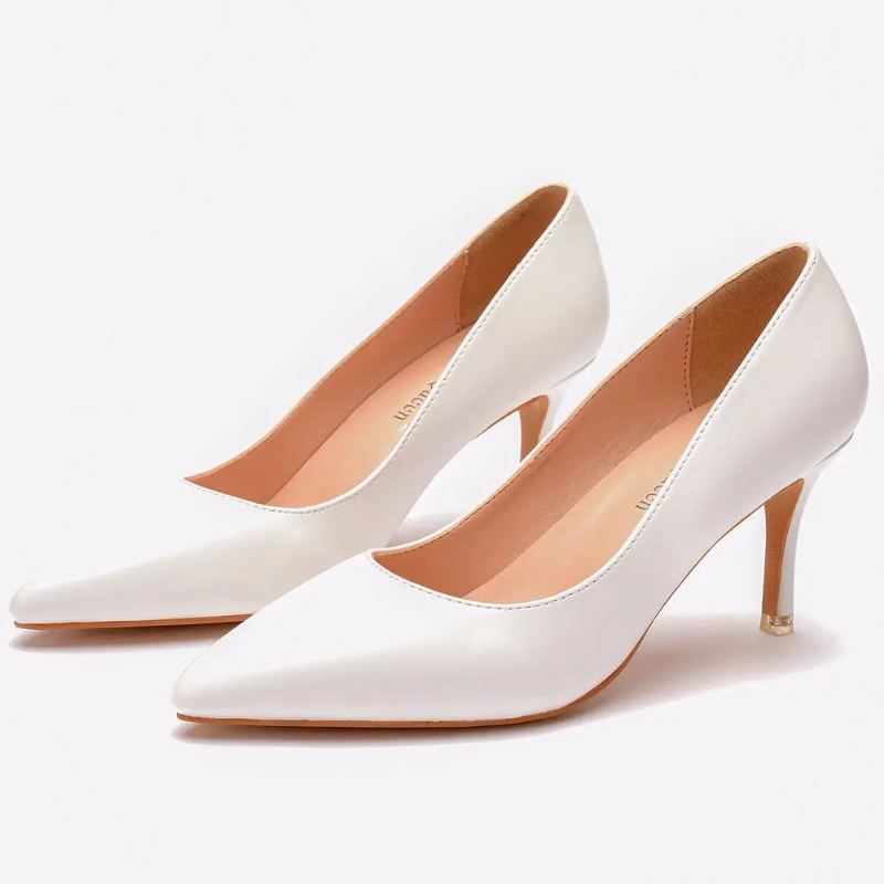 Escarpins Femmes Chaussures Blanches Mariage Talons Aiguilles Fête - Blanc