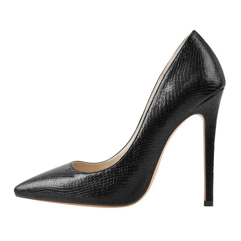 Escarpins Noirs À Enfiler Pour Femmes Chaussures Classiques À Talons Hauts De 12cm - Noir