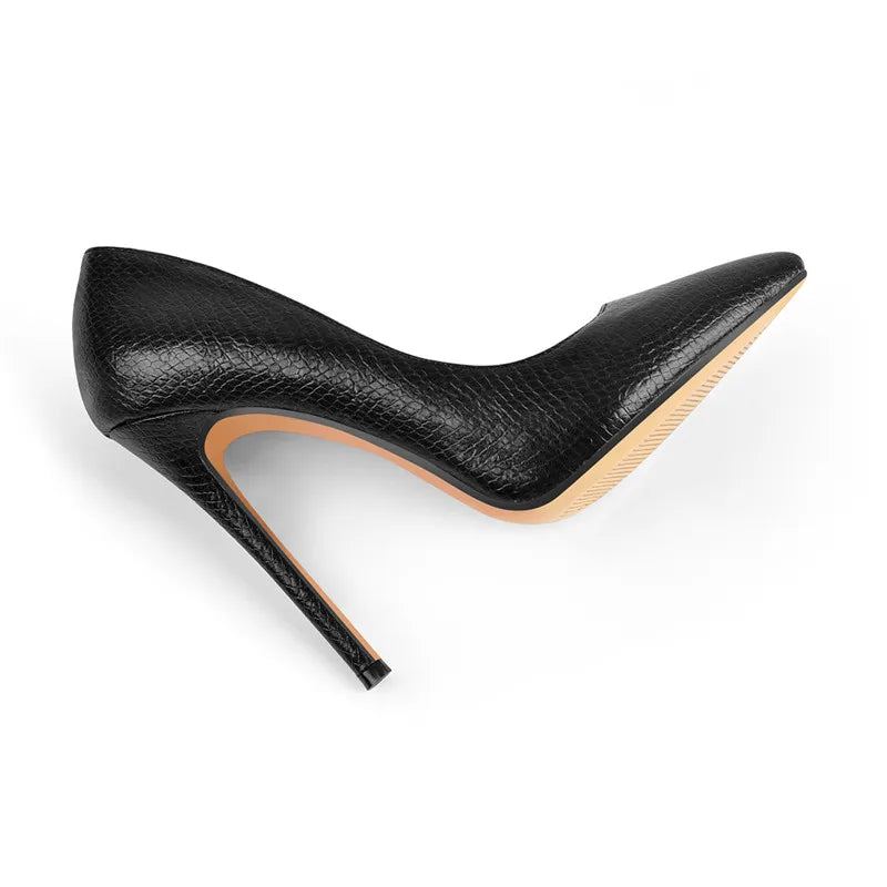 Escarpins Noirs À Enfiler Pour Femmes Chaussures Classiques À Talons Hauts De 12cm - Noir