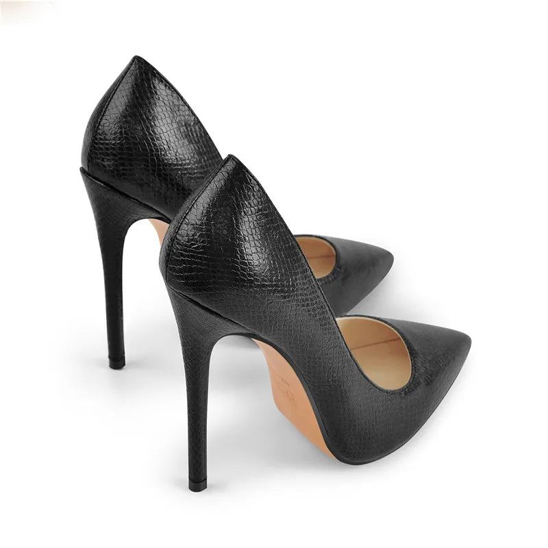 Escarpins Noirs À Enfiler Pour Femmes Chaussures Classiques À Talons Hauts De 12cm - Noir