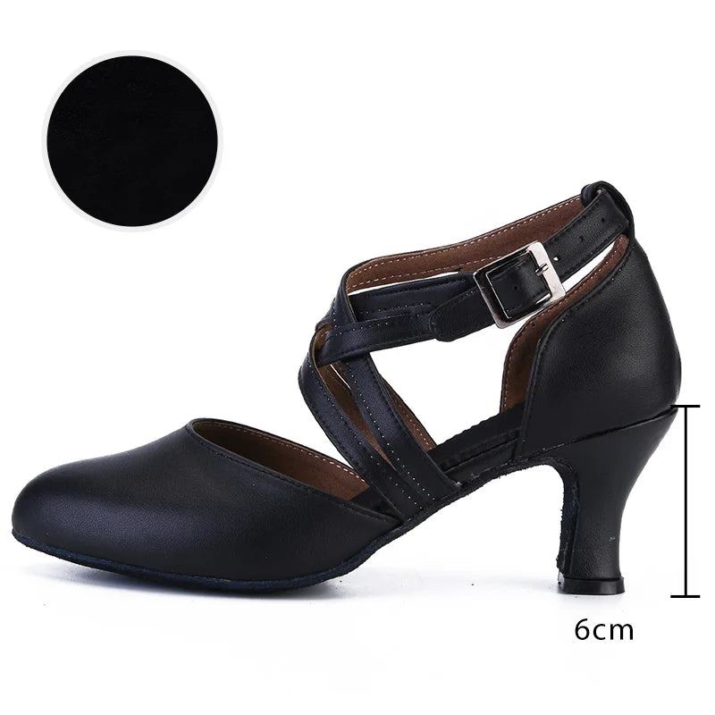 Chaussures Latines Pour Femmes Filles Et Dames Semelle En Daim Salsa - Noir A