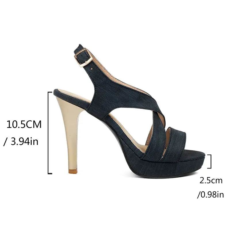 Sandales D'été Pour Femmes Bout Ouvert Sangle À Boucle Croisée Chaussures À Plateforme Stiletto - Blanc