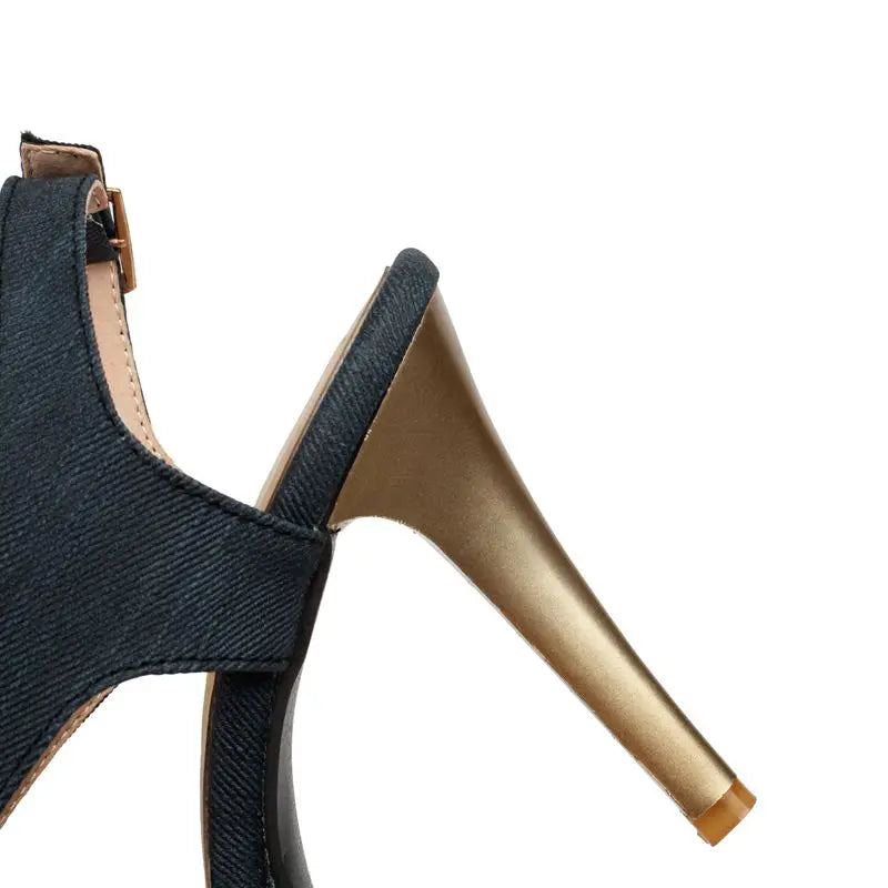 Sandales D'été Pour Femmes Bout Ouvert Sangle À Boucle Croisée Chaussures À Plateforme Stiletto - Blanc