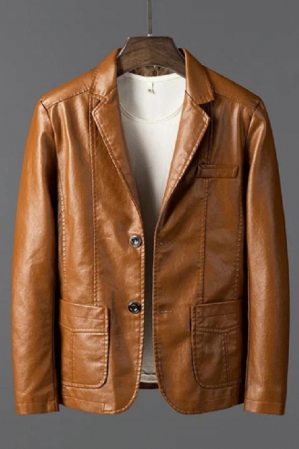 Blazer En Cuir Pour Hommes Tendance Beau Slim Manteau D'affaires Loisirs Moto Automne Et Hiver