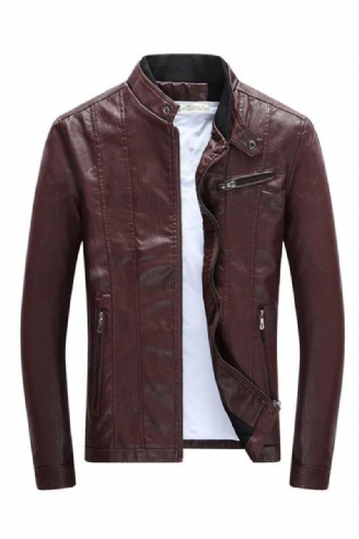 Hommes Vestes Manteaux Moto Biker Faux Cuir Veste Automne Hiver Vêtements Européen