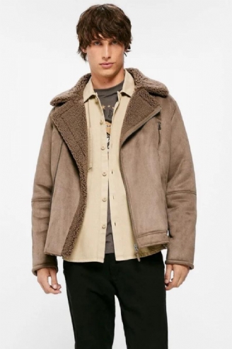 Manteau De Fourrure D'automne Et D'hiver Pour Hommes Veste À Revers Rétro De Style Européen