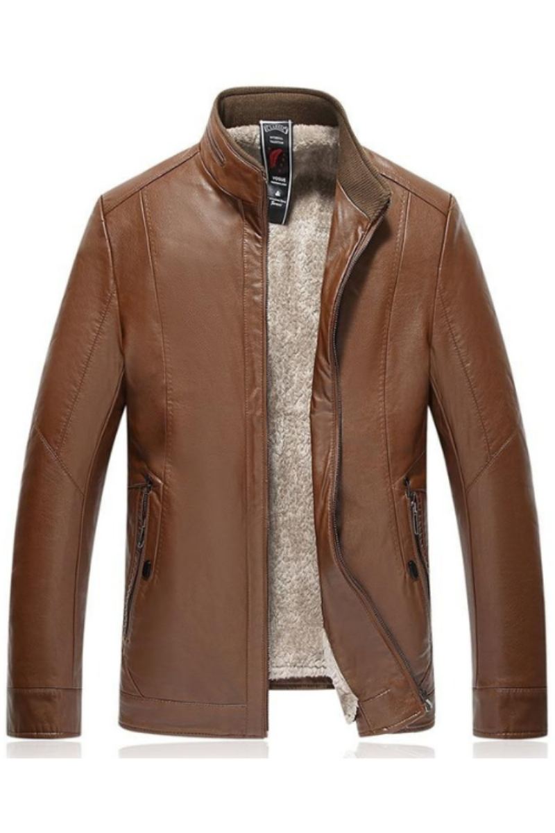 Nouveau Hiver Velours Veste En Cuir Hommes Noir Marron Solide Faux Coupe Ample Moyen Âge