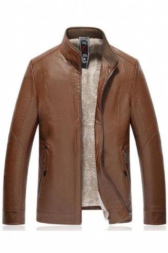 Nouveau Hiver Velours Veste En Cuir Hommes Noir Marron Solide Faux Coupe Ample Moyen Âge