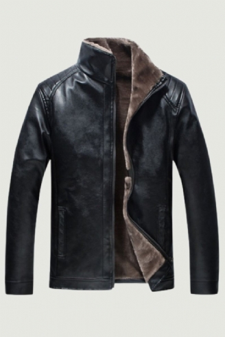 Veste En Cuir Hommes Hiver Polaire Épais Moto Coupe-vent Manteau Chaud Vêtements Masculins