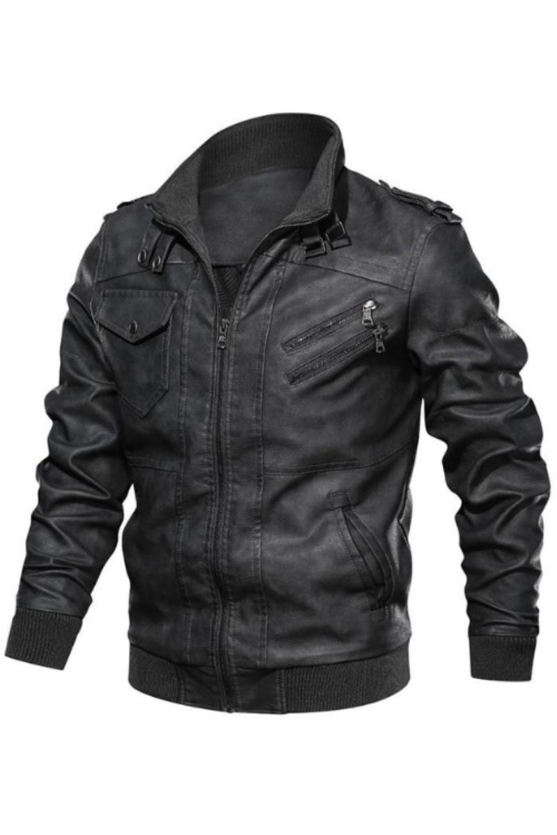 Veste En Cuir Pour Hommes Vestes En De Moto Manteaux De Faux Motard