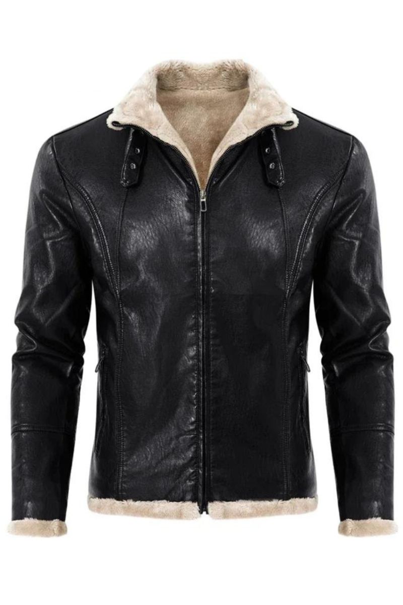 Veste Homme Fausse Fourrure Manteaux Cuir Vintage Hommes Moto Biker